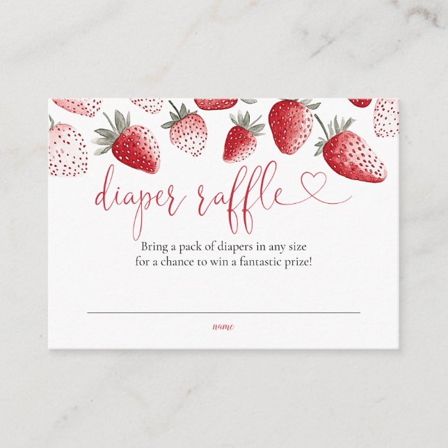 Diaper Raffle Strawberry Baby Shower Enclosure Card (Front)