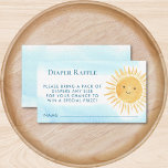 Diaper Raffle Sun Boy's Baby Shower Enclosure Card<br><div class="desc">These Diaper Raffle Baby Shower enclosure cards are decorated with a yellow watercolor sun and blue typography on a blue sky background.
The text is customisable.
Because we create our artwork you won't find this exact image from other designers.
Original Watercolor © Michele Davies.</div>