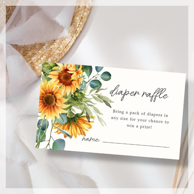 Diaper Raffle | Sunflower Baby Shower  Enclosure Card (Creator Uploaded)