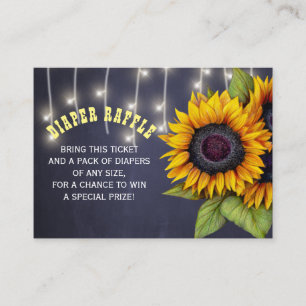 Diaper raffle sunflowers baby shower insert card