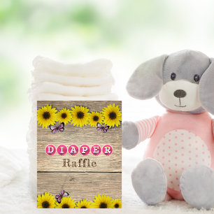 Diaper Raffle Table Sunflower Pink Baby Shower Poster