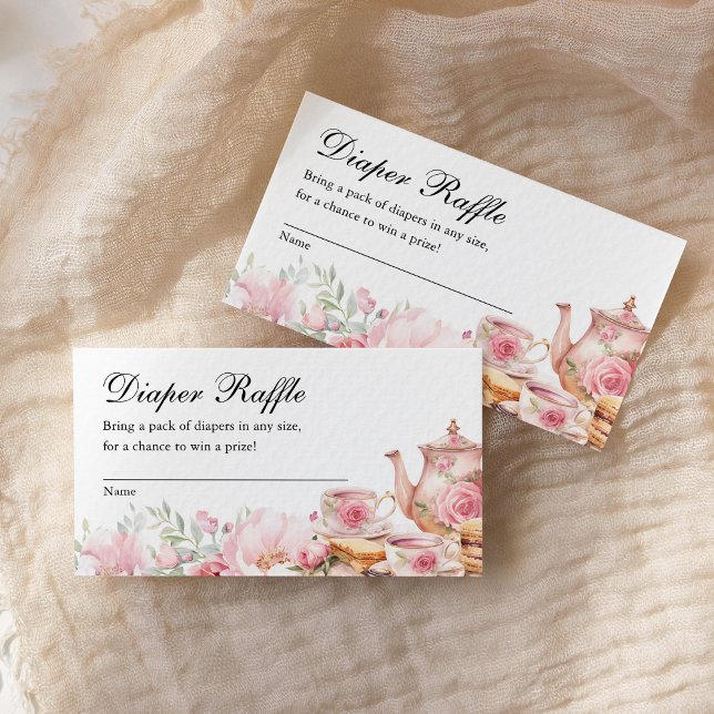 Diaper Raffle Tea Party Baby Shower  Enclosure Card (Creator Uploaded)