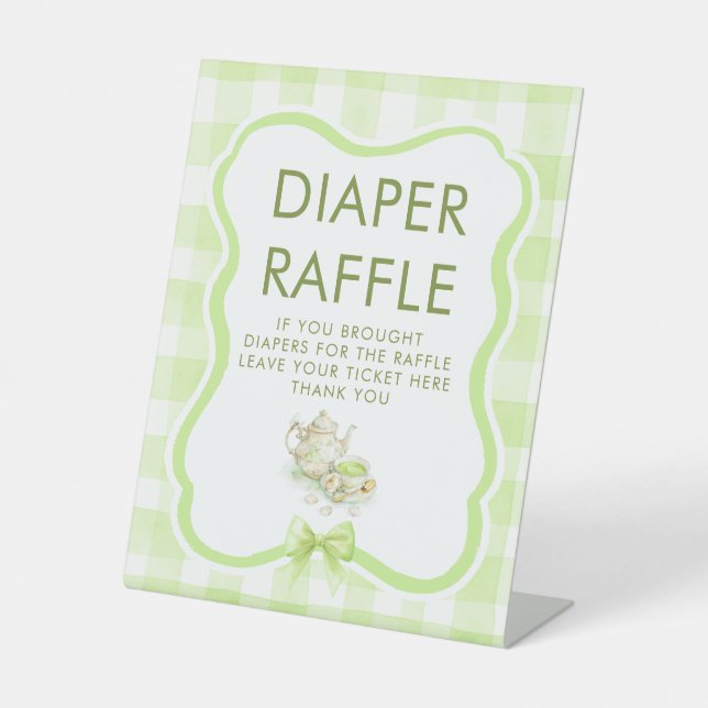 Diaper Raffle Tea Party Baby Shower Table Sign (Front)