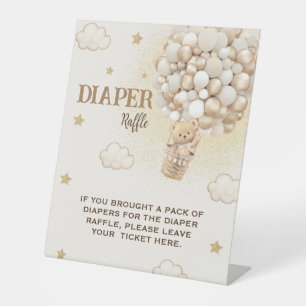 Diaper raffle teddy bear balloons pedestal sign