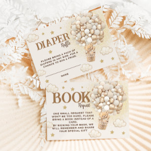 Diaper Raffle Teddy Bear Boho Balloons Enclosure Card
