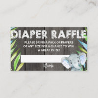 Diaper Raffle Ticket Baby Shower Elephant Rustic
