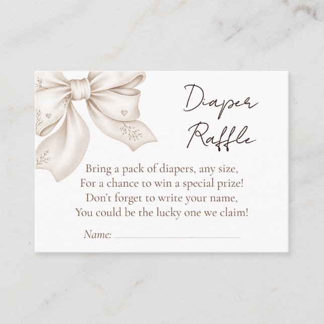 Diaper Raffle Ticket Baby Shower Insert (Front)