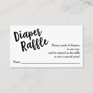 Diaper Raffle Ticket, Black Script   Custom Colour Enclosure Card