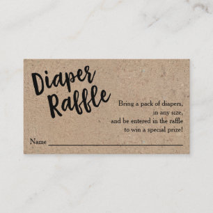 Diaper Raffle Ticket, Black Script Kraft Enclosure Card