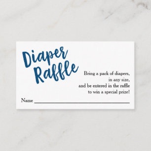 Diaper Raffle Ticket-Blue Script Enclosure Card