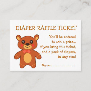 Diaper Raffle Ticket Cute Bear Enclosure Card