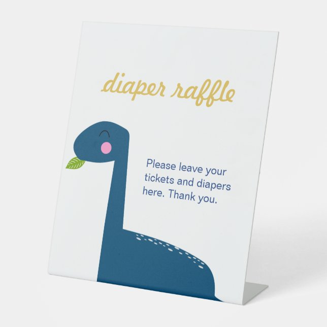 Diaper Raffle Ticket Dinosaur Baby shower Sign  (Front)
