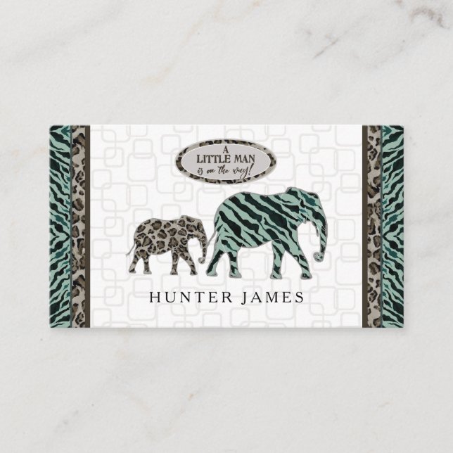 Diaper Raffle Ticket Elephant Safari Baby Shower Enclosure Card (Front)