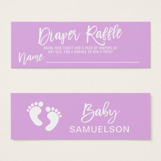 DIAPER RAFFLE Ticket LAVENDER Baby Shower (Front & Back)