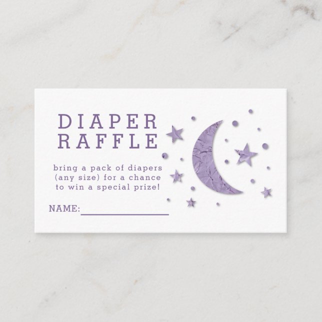 Diaper Raffle Ticket Lavender Stars Baby Shower Enclosure Card (Front)