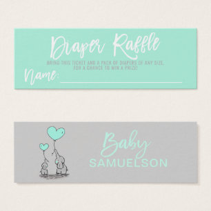DIAPER RAFFLE Ticket MINT Elephant Baby Shower
