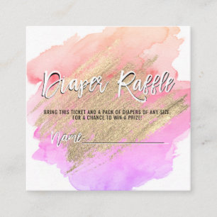 DIAPER RAFFLE Ticket Pink Gold BOY Baby Shower Enclosure Card