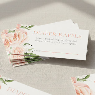 Diaper Raffle Ticket Pink Rose Baby Shower Game Enclosure Card