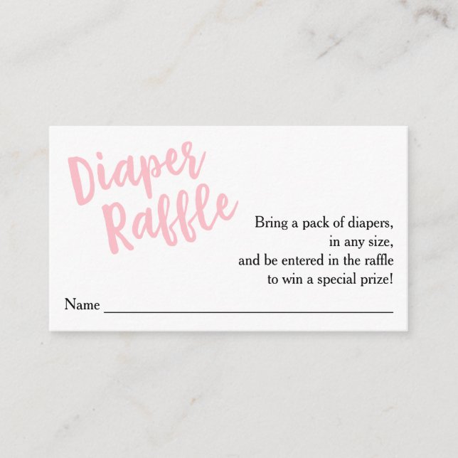 Diaper Raffle Ticket-Pink Script Enclosure Card (Front)