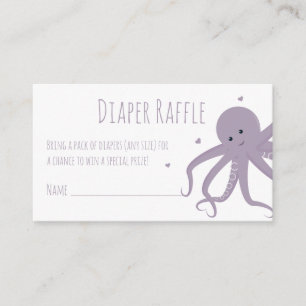 Diaper Raffle Ticket Purple Octopus Hearts Animal Enclosure Card