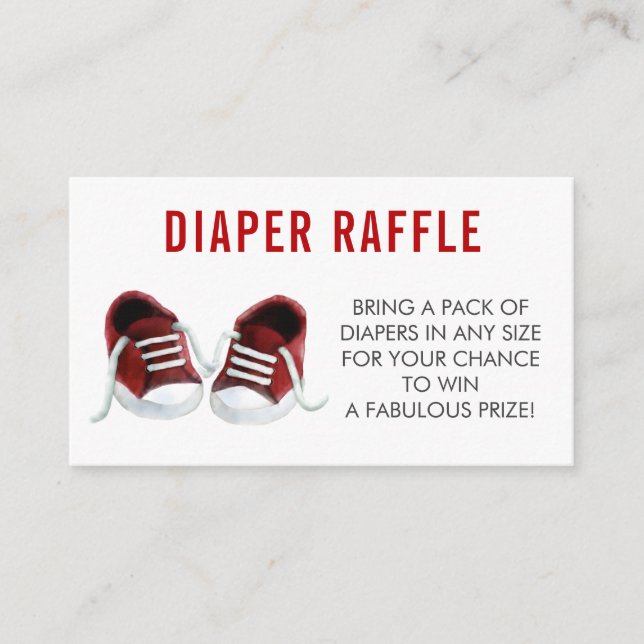 Diaper Raffle Ticket, Red Sneakers Baby Shower Enclosure Card (Front)