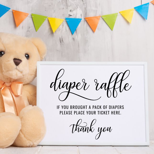 DIAPER RAFFLE Ticket SIGN Black White Baby Shower (Creator Uploaded)
