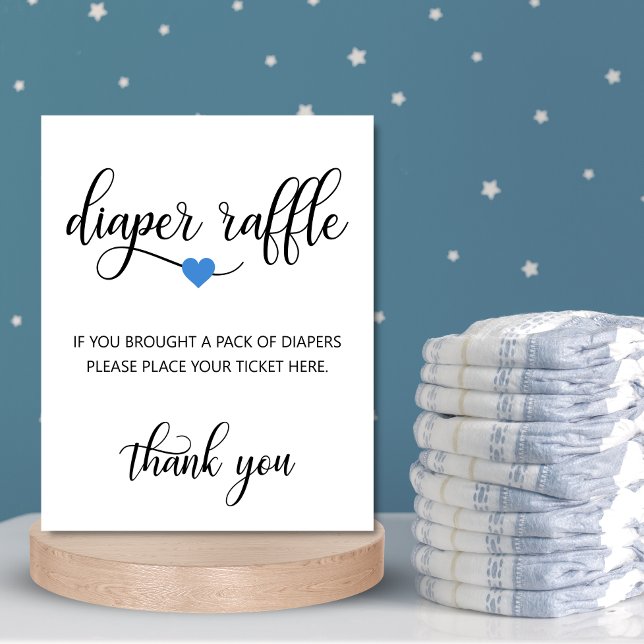 DIAPER RAFFLE Ticket SIGN Black White Baby Shower (Creator Uploaded)