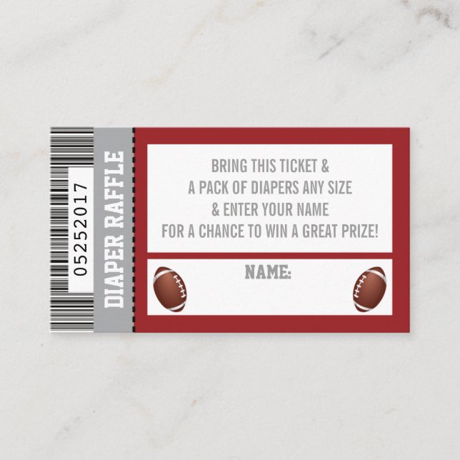 Diaper Raffle Ticket, Sports, Football Baby Shower Enclosure Card (Front)