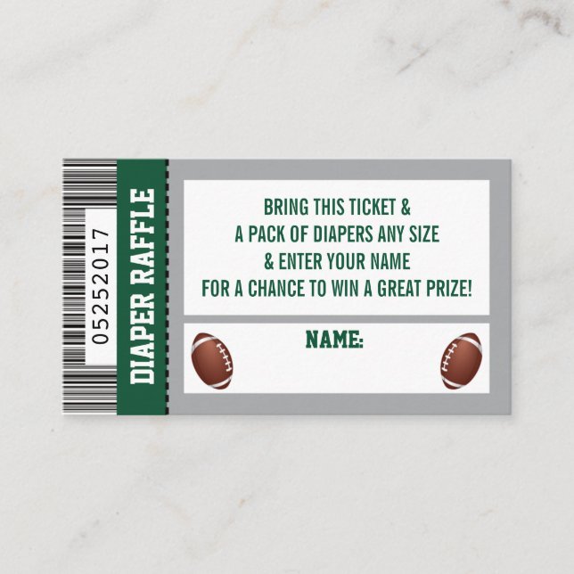 Diaper Raffle Ticket, Sports, Football Baby Shower Enclosure Card (Front)