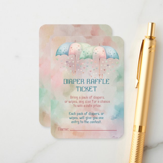 Diaper Raffle Ticket Twins Boy and Girl Shower  Enclosure Card (Front/Back In Situ)