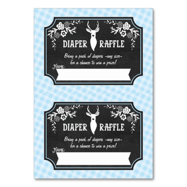Diaper Raffle Tickets - 2 per card - Woodland (Front)