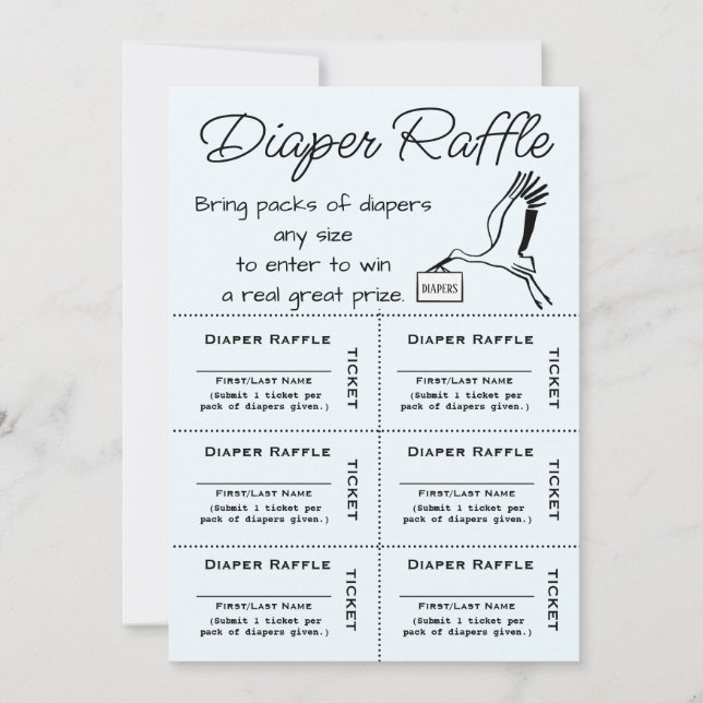Diaper Raffle Tickets Blue Invitation (Front)