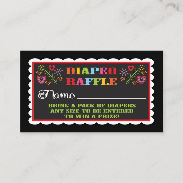 Diaper Raffle tickets Mexican Fiesta Papel Picado Enclosure Card (Front)