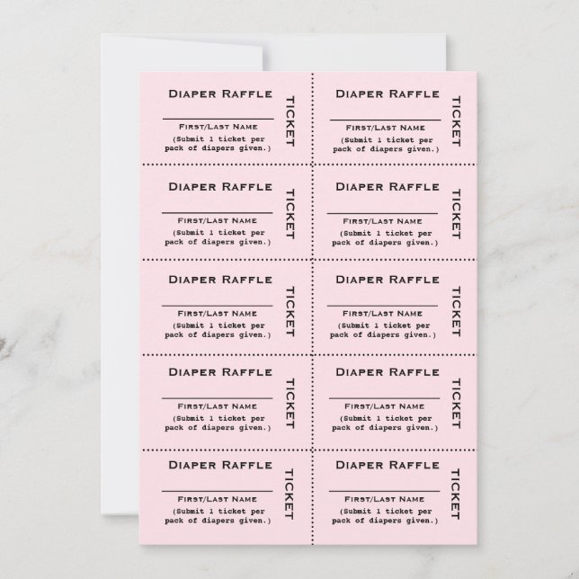 Diaper Raffle Tickets Pink Invitation (Front)