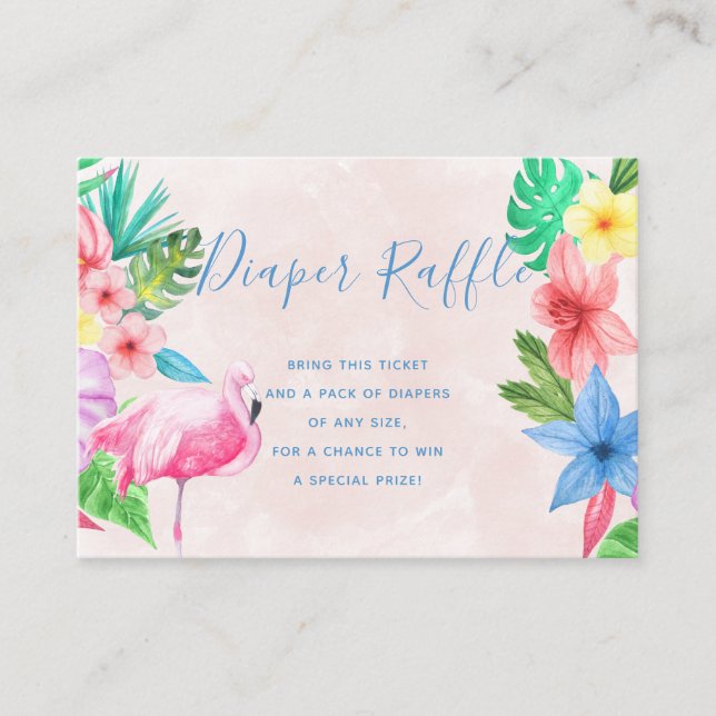 Diaper raffle tropical baby shower insert card (Front)