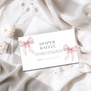 Diaper Raffle Twins Baby Shower Girls Pink Bow Enclosure Card