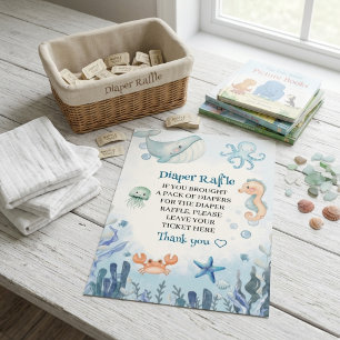 Diaper Raffle Under the Sea Whale Baby shower  Enclosure Card