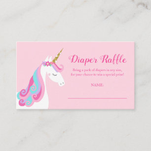 Diaper Raffle Unicorn Pink Baby Shower Enclosure Card