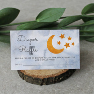 Diaper Raffle Watercolor Moon & Stars Dusty Blue  Enclosure Card