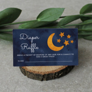 Diaper Raffle Watercolor Moon & Stars Night Sky Enclosure Card