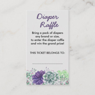 Diaper Raffle Watercolor Succulents Baby Shower Enclosure Card