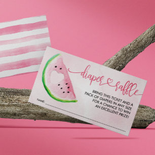Diaper Raffle Watercolor Watermelon Baby Shower Enclosure Card