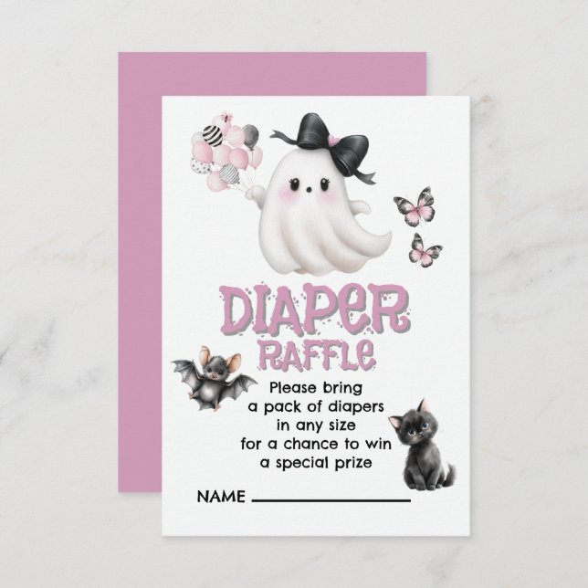 Diaper Raffle  Whimsy with a Hauntingly Cute Twist Enclosure Card (Front/Back)