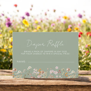Diaper Raffle Wildflower Sage Green Baby Shower Invitation