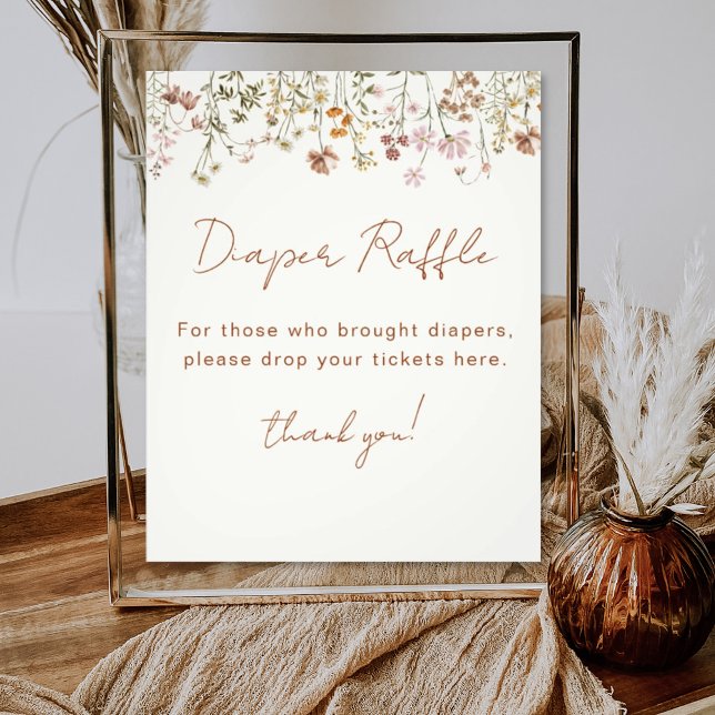 Diaper Raffle Wildflower Terracotta Baby Shower Photo Print (Creator Uploaded)