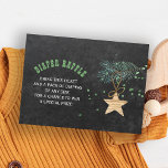 Diaper raffle winter baby shower insert card<br><div class="desc">Rustic grey charcoal chalkboard modern winter diaper raffle insert card with a wooden star,  fir branch and watercolor blue green dots splashes.</div>