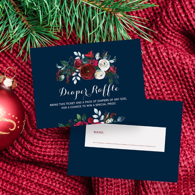 Diaper raffle winter navy baby shower insert card (Creator Uploaded)