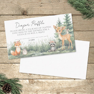 Diaper Raffle Woodland Forest Animals Baby Shower Enclosure Card