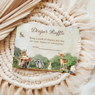 Diaper Raffle Woodland Forest Animals Enclosure Card