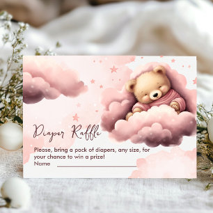 Diaper rafflepink cloud cute bear baby shower card